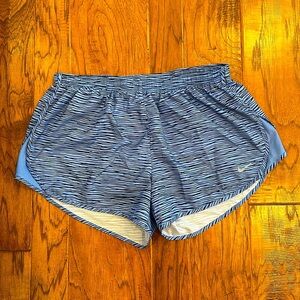 Nike Tempo Dri-Fit Women's Running Shorts Blue Stripe Lined Size Large